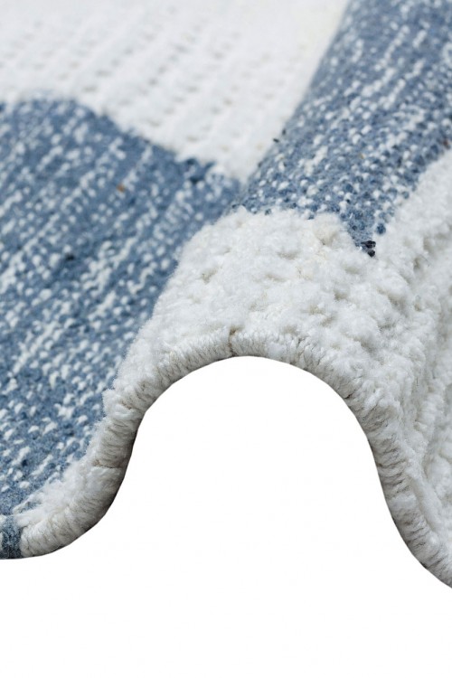 AFRO AFR 01 SKY BLUE WHITE Naturel Yıkanabilir Modern Desenli El Dokuma Hint Kilim
