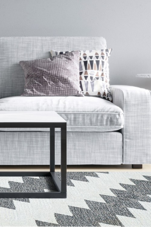 AFRO AFR 02 SILVER WHITE Naturel Yıkanabilir Modern Desenli El Dokuma Hint Kilim