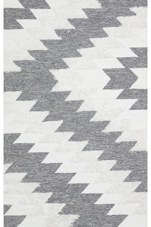 Eko Halı-AFRO AFR 02 SILVER WHITE-Naturel Yıkanabilir Modern Desenli El Dokuma Hint Kilim
