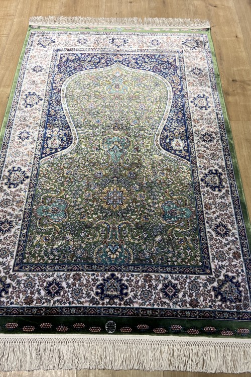 150 Tarak Sık Dokuma İpek Seccade - Yeşil