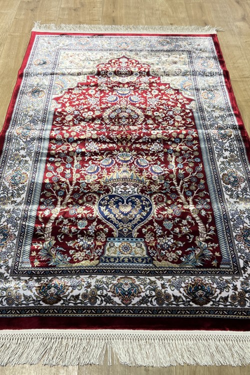150 Tarak Sık Dokuma İpek Seccade - Bordo