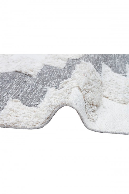 Eko Halı-AFRO AFR 02 SILVER WHITE-Naturel Yıkanabilir Modern Desenli El Dokuma Hint Kilim