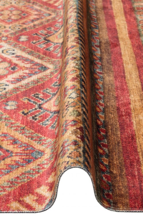 Eko halı-ANTIQUE ATK 05 MULTY-Kolay kullanımlı Kaymaz Karabağ ve Antik Desenlere Sahip Yıkanabilir Makine Halısı