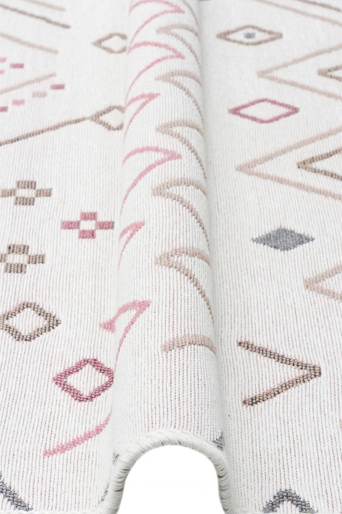 Eko Halı-ARYA AR 05 BEIGE PINK -Yıkanabilir Çift Taraflı Modern Desenli Dokuma Kilim