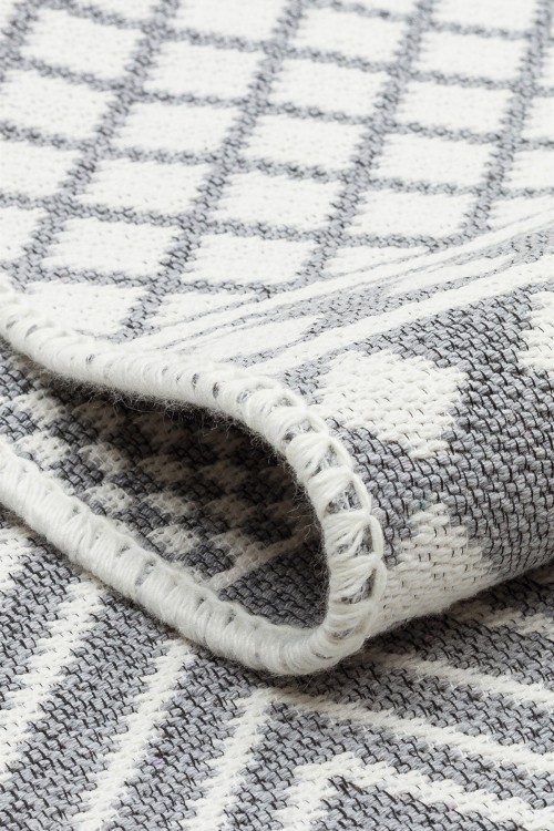Eko Halı-ARYA AR 07 GREY-Yıkanabilir Çift Taraflı Modern Desenli Dokuma Kilim