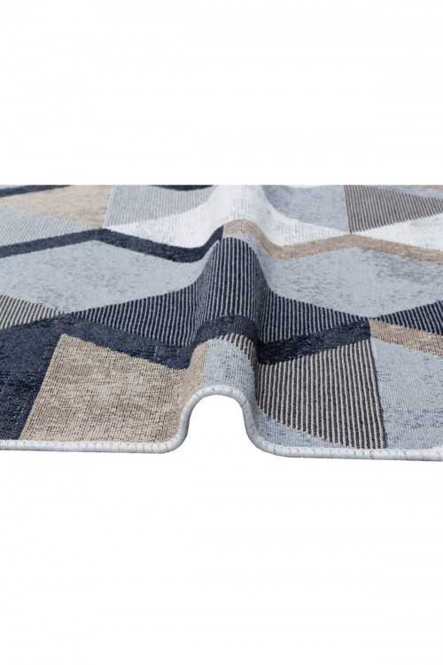 Eko Halı-ARYA AR 10 BEIGE BLACK-Yıkanabilir Çift Taraflı Modern Desenli Dokuma Kilim