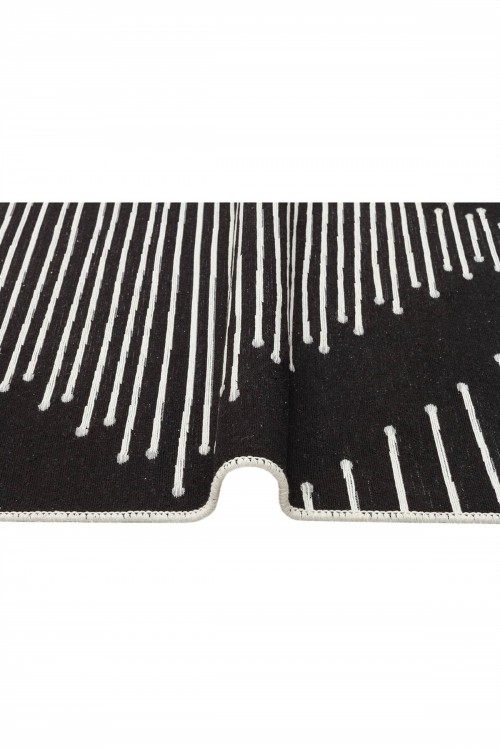 Eko Halı-ARYA AR 15 BLACK-Yıkanabilir Çift Taraflı Modern Desenli Dokuma Kilim