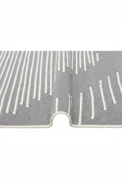 Eko Halı-ARYA AR 15 GREY-Yıkanabilir Çift Taraflı Modern Desenli Dokuma Kilim