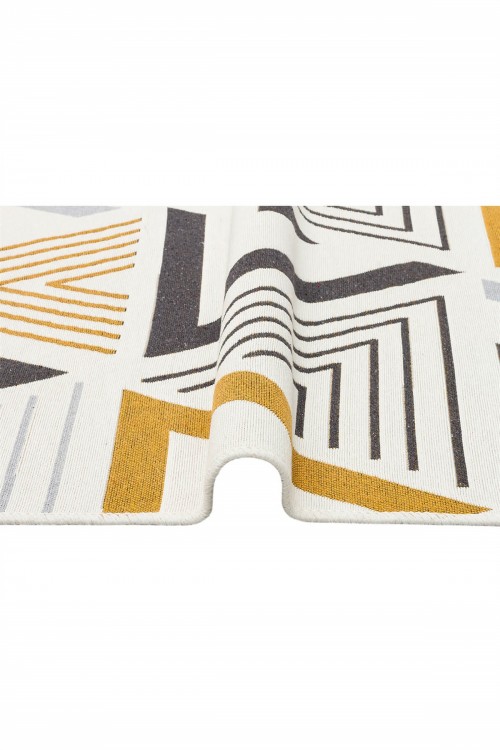 Eko Halı-ARYA AR 18 YELLOW GREY-Yıkanabilir Çift Taraflı Modern Desenli Dokuma Kilim