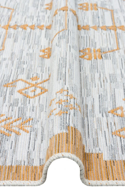 Eko Halı-ARYA AR 23 YELLOW-Yıkanabilir Çift Taraflı Modern Desenli Dokuma Kilim