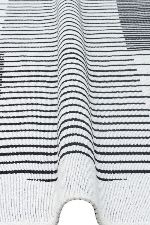 Eko Halı-ARYA AR 25 WHITE BLACK-Yıkanabilir Çift Taraflı Modern Desenli Dokuma Kilim