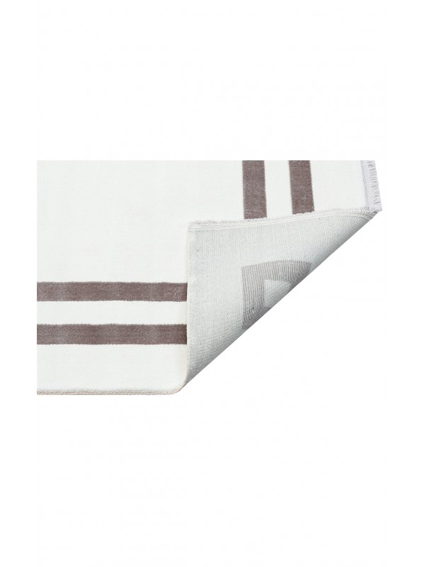 BAROQUE BR 01 WHITE GREY Art Deco Bordürlü Çerçeveli Yumuşak Dokulu Parlak Dokuma Halı