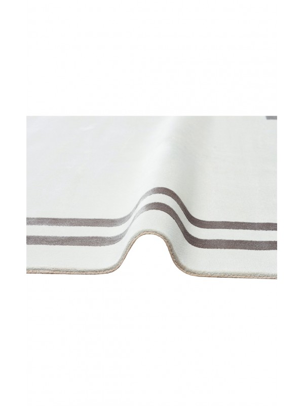 BAROQUE BR 01 WHITE GREY Art Deco Bordürlü Çerçeveli Yumuşak Dokulu Parlak Dokuma Halı