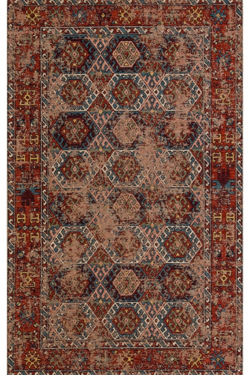 Eko Halı-ANADOLU KILIM AND 03 MULTY-Anadolu Antik Desenli Yıkanabilir Kaymaz Tabanlı Etnik Kilim