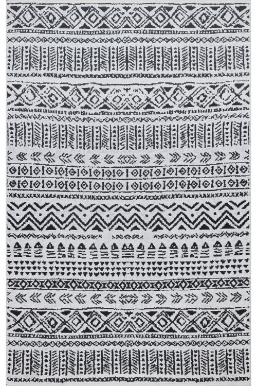 Eko Halı-ARYA AR 03 BLACK-Yıkanabilir Çift Taraflı Modern Desenli Dokuma Kilim