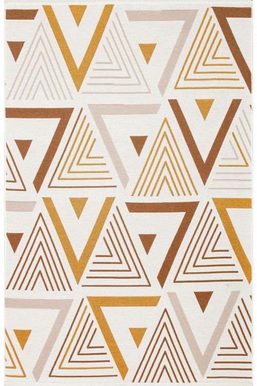 Eko Halı-ARYA AR 18 BEIGE YELLOW-Yıkanabilir Çift Taraflı Modern Desenli Dokuma Kilim