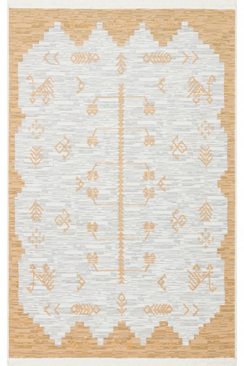 Eko Halı-ARYA AR 23 YELLOW-Yıkanabilir Çift Taraflı Modern Desenli Dokuma Kilim