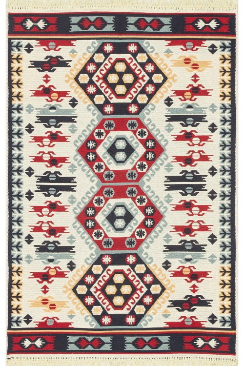 Eko Halı-ARYA AR 30 RED-Yıkanabilir Çift Taraflı Modern Desenli Dokuma Kilim