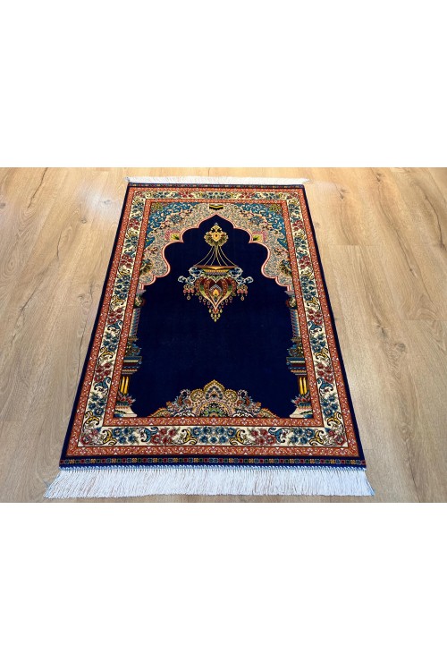 170 Tarak İran İpek Seccade - Lacivert