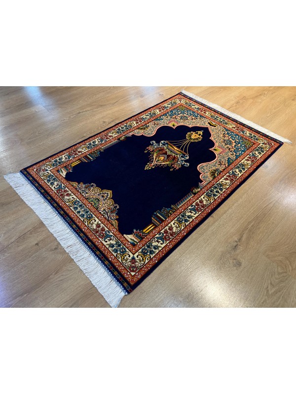 170 Tarak İran İpek Seccade - Lacivert