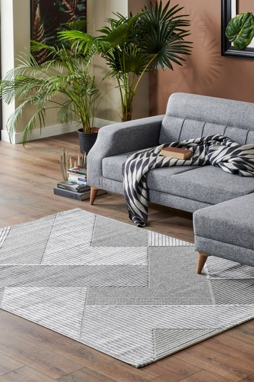 ZENITH ZNT 01 GREY Yüksek Alçak Dokulu Naturel Yün ve Viskon Modern Dokuma Halı